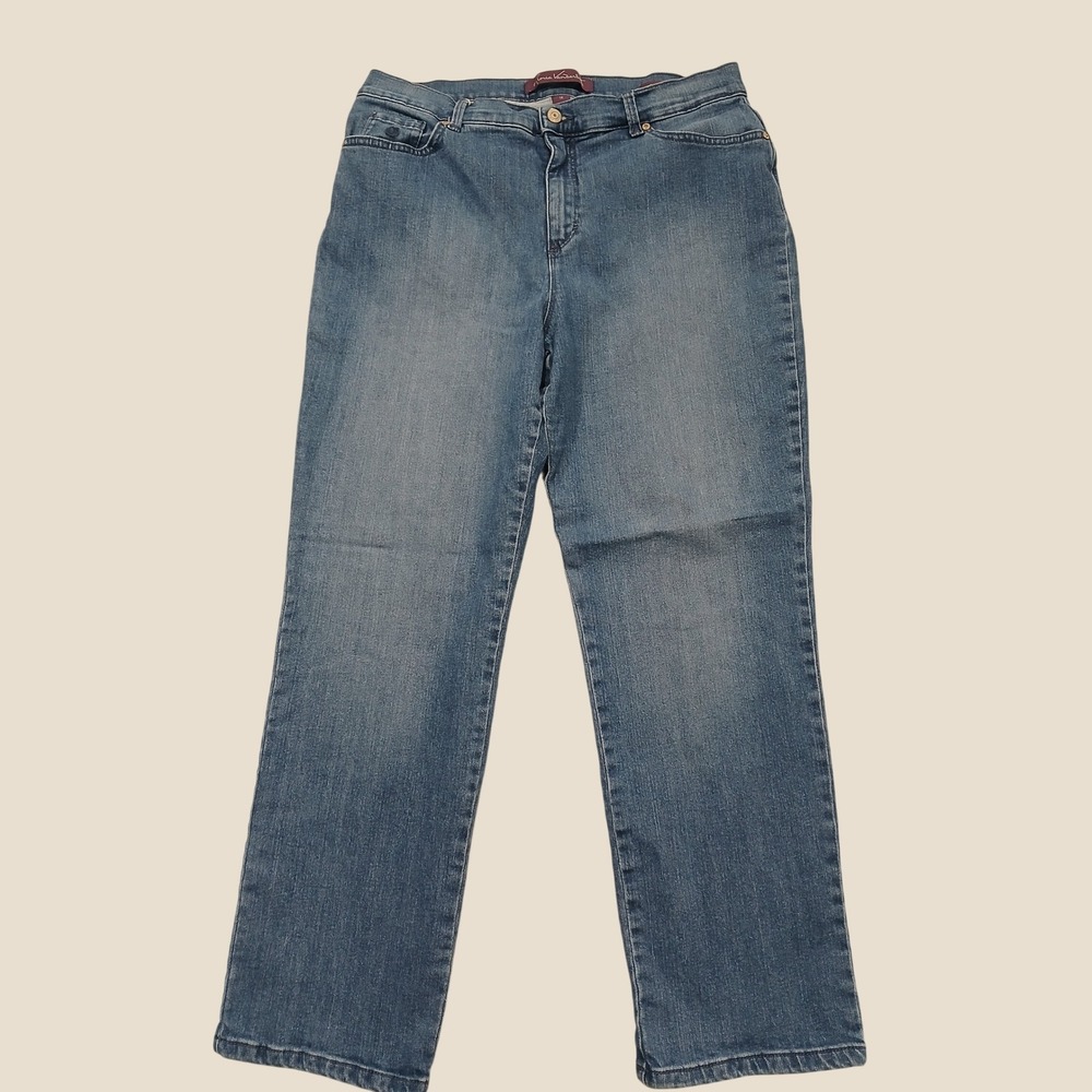 Gloria Vanderbilt Amanda High Rise Tapered Jeans Medium Wash Blue Denim Size 14